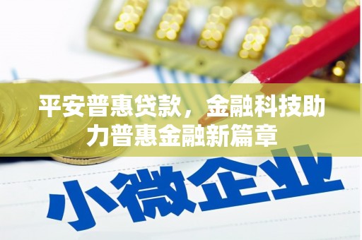 安定平安普惠贷款，金融科技助力普惠金融新篇章