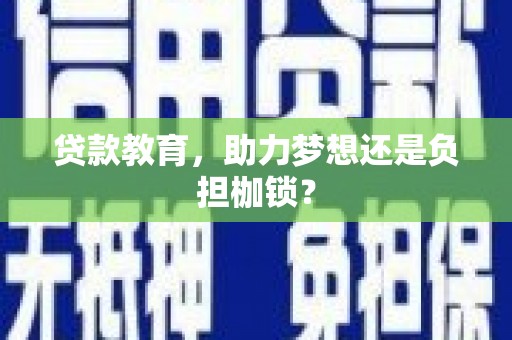 安定贷款教育，助力梦想还是负担枷锁？