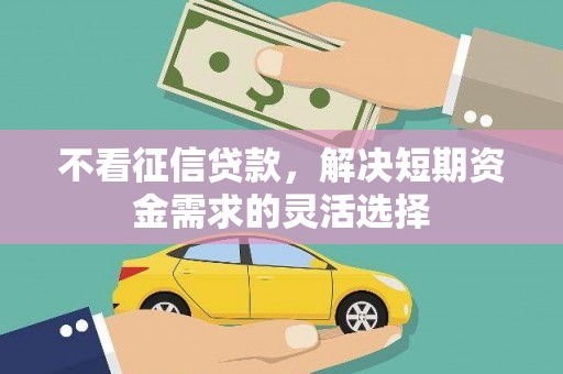 安定不看征信贷款，解决短期资金需求的灵活选择