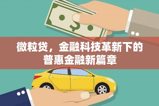 安定微粒贷，金融科技革新下的普惠金融新篇章