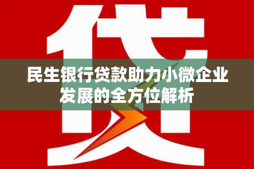 安定民生银行贷款助力小微企业发展的全方位解析