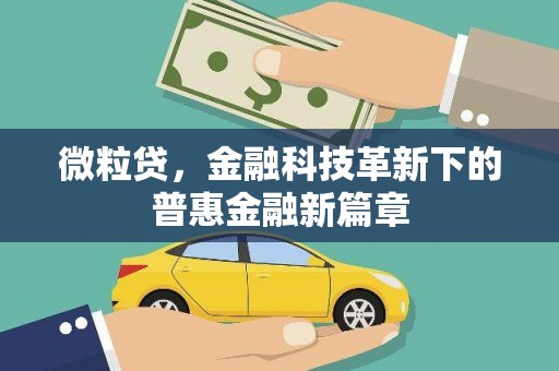 安定微粒贷，金融科技革新下的普惠金融新篇章
