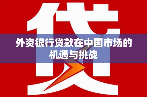 安定外资银行贷款在中国市场的机遇与挑战