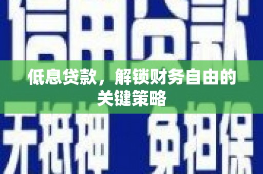 安定低息贷款，解锁财务自由的关键策略