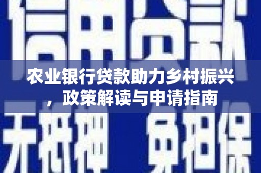 安定农业银行贷款助力乡村振兴，政策解读与申请指南