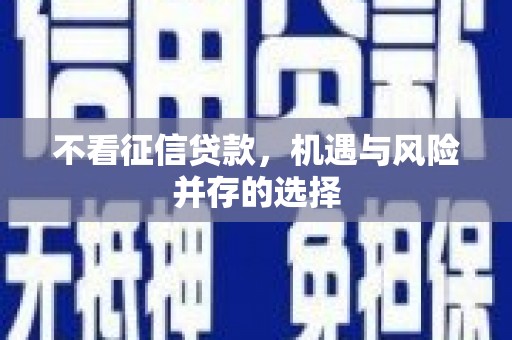 安定不看征信贷款，机遇与风险并存的选择
